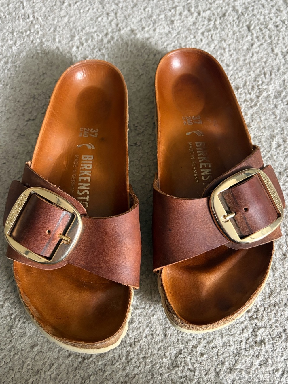 Birkenstock Madrid Big Buckle Slip In Sandals / Shoes, Women’s 37 / 7 Brown Lthr